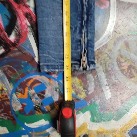 PacSun Active Stretch distressed blue jogger jeans w drawstring & ankle zippers - Picture 7 of 9